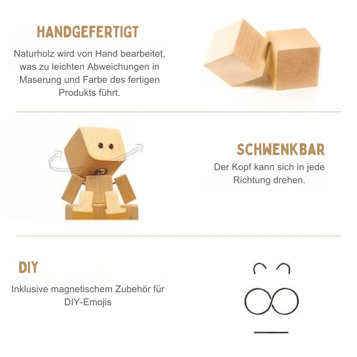 TanzTimber™ / Schaukelfigur aus Holz mit 12 magnetischen Emotionen - Sopheria