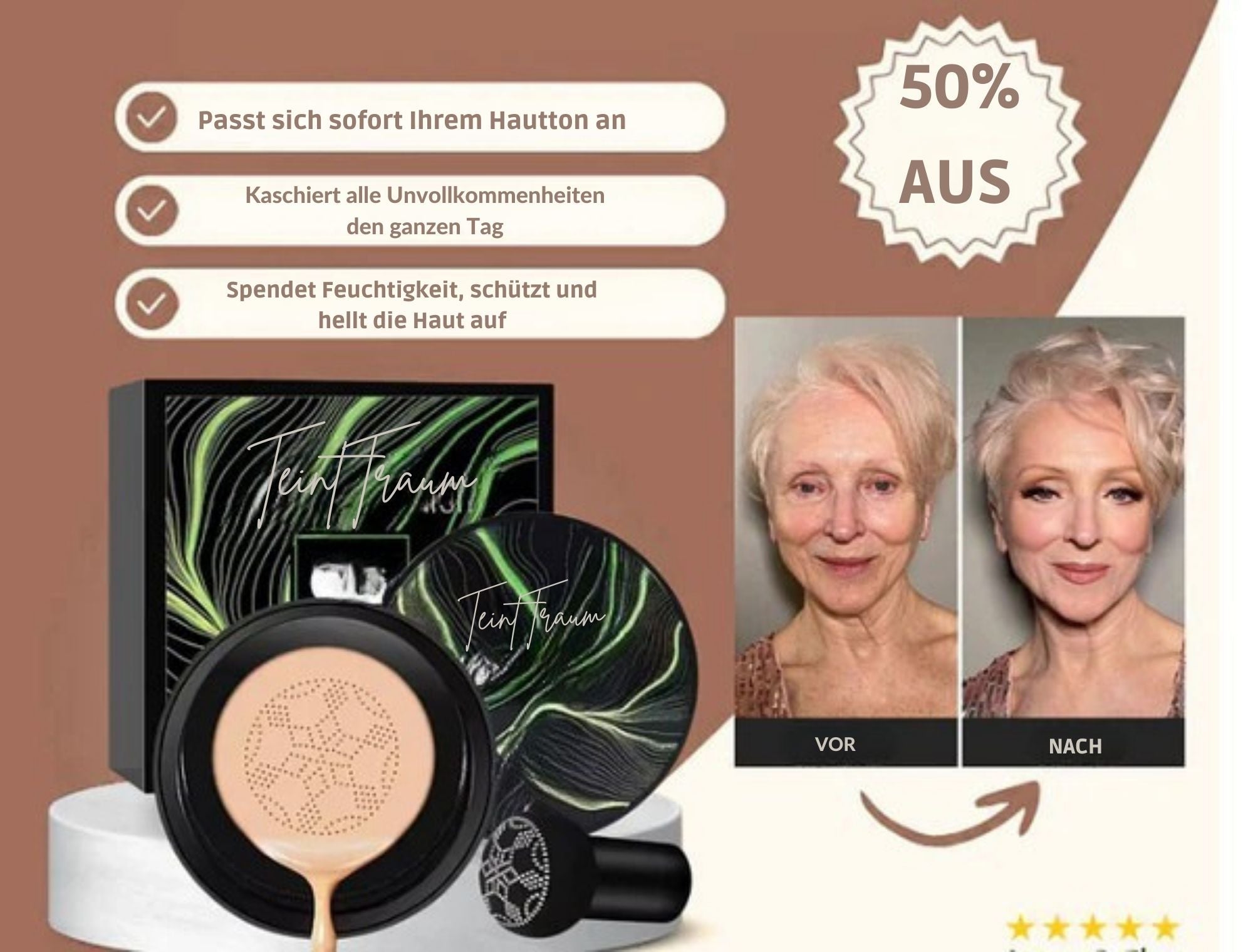 TeintTraum™ / Pilzkopf Luftkissen CC Creme Foundation - Sopheria