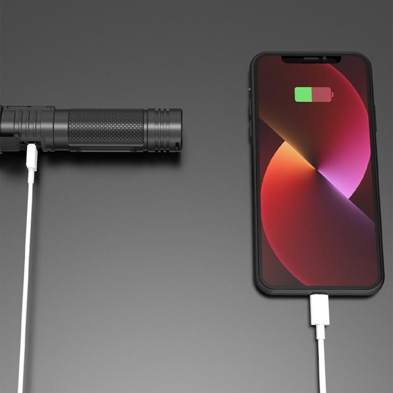 Thorsten – Extrem leistungsstarke LED-Taschenlampe, wasserdicht & stoßfest, mit Zoomfunktion und Powerbank - Sopheria