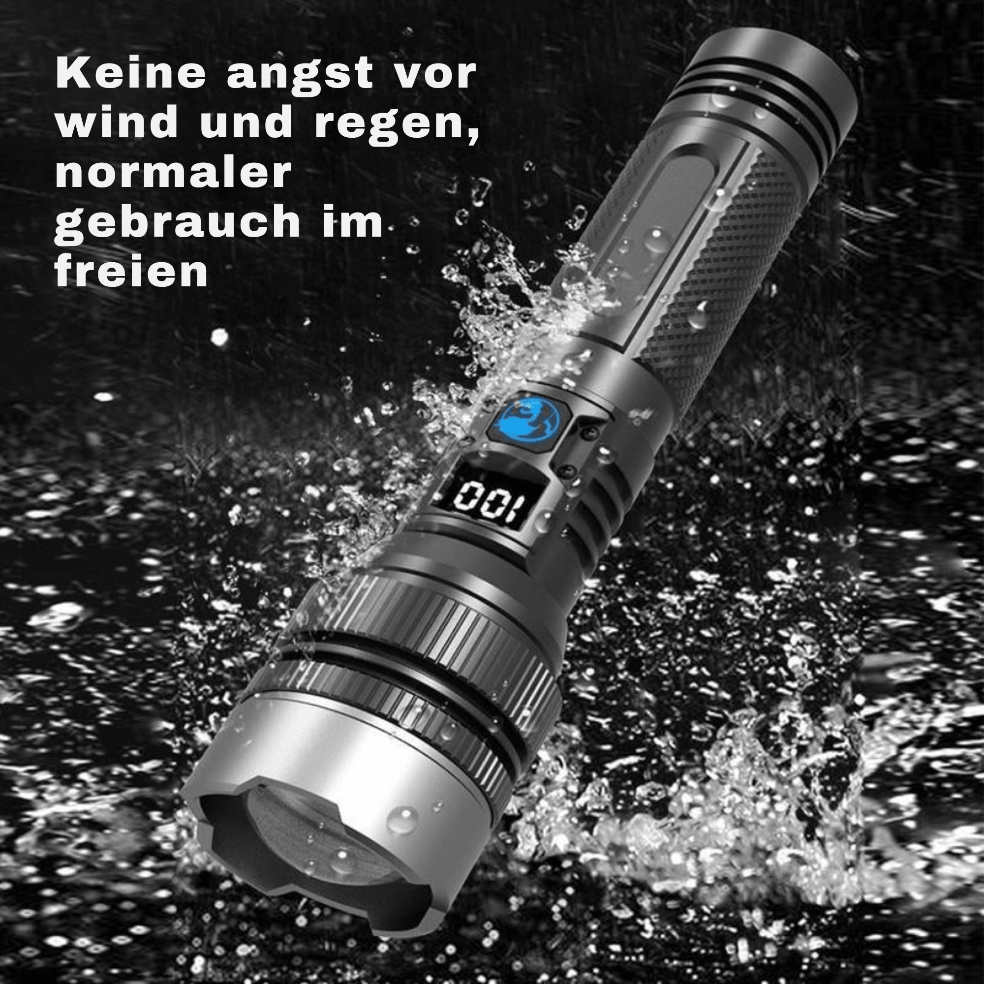 Thorsten – Extrem leistungsstarke LED-Taschenlampe, wasserdicht & stoßfest, mit Zoomfunktion und Powerbank - Sopheria