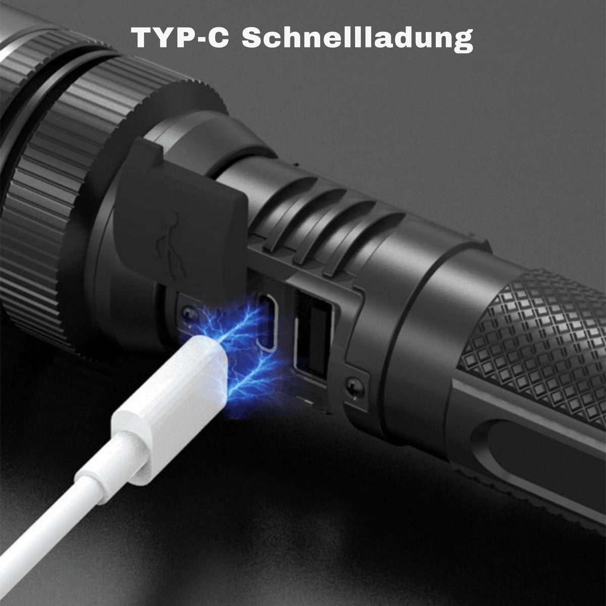 Thorsten – Extrem leistungsstarke LED-Taschenlampe, wasserdicht & stoßfest, mit Zoomfunktion und Powerbank - Sopheria