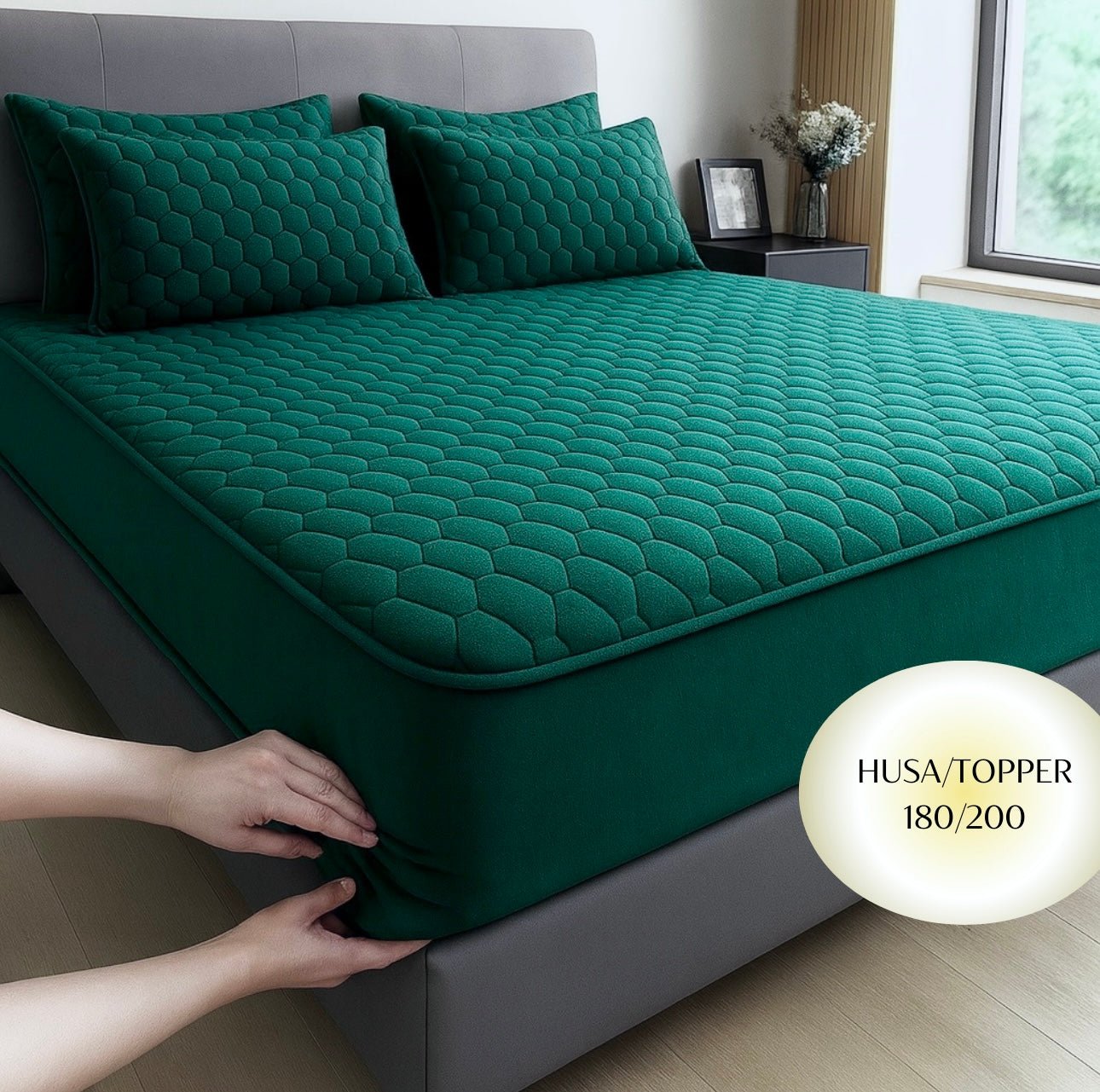 Topper 180/200 6 für Matratze mit Gummizug + 2 Kissenbezüge - Sopheria