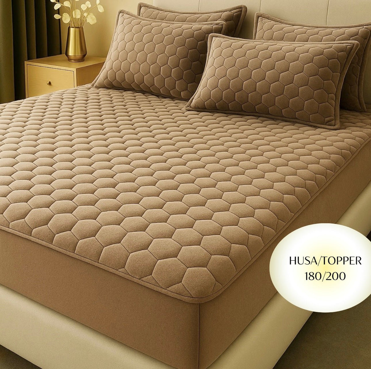 Topper 180/200 9 für Matratze mit Gummizug + 2 Kissenbezüge - Sopheria