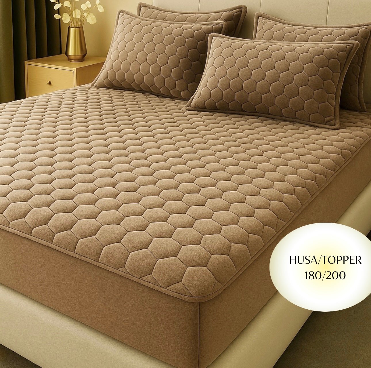 Topper 180/200 9 für Matratze mit Gummizug + 2 Kissenbezüge - Sopheria