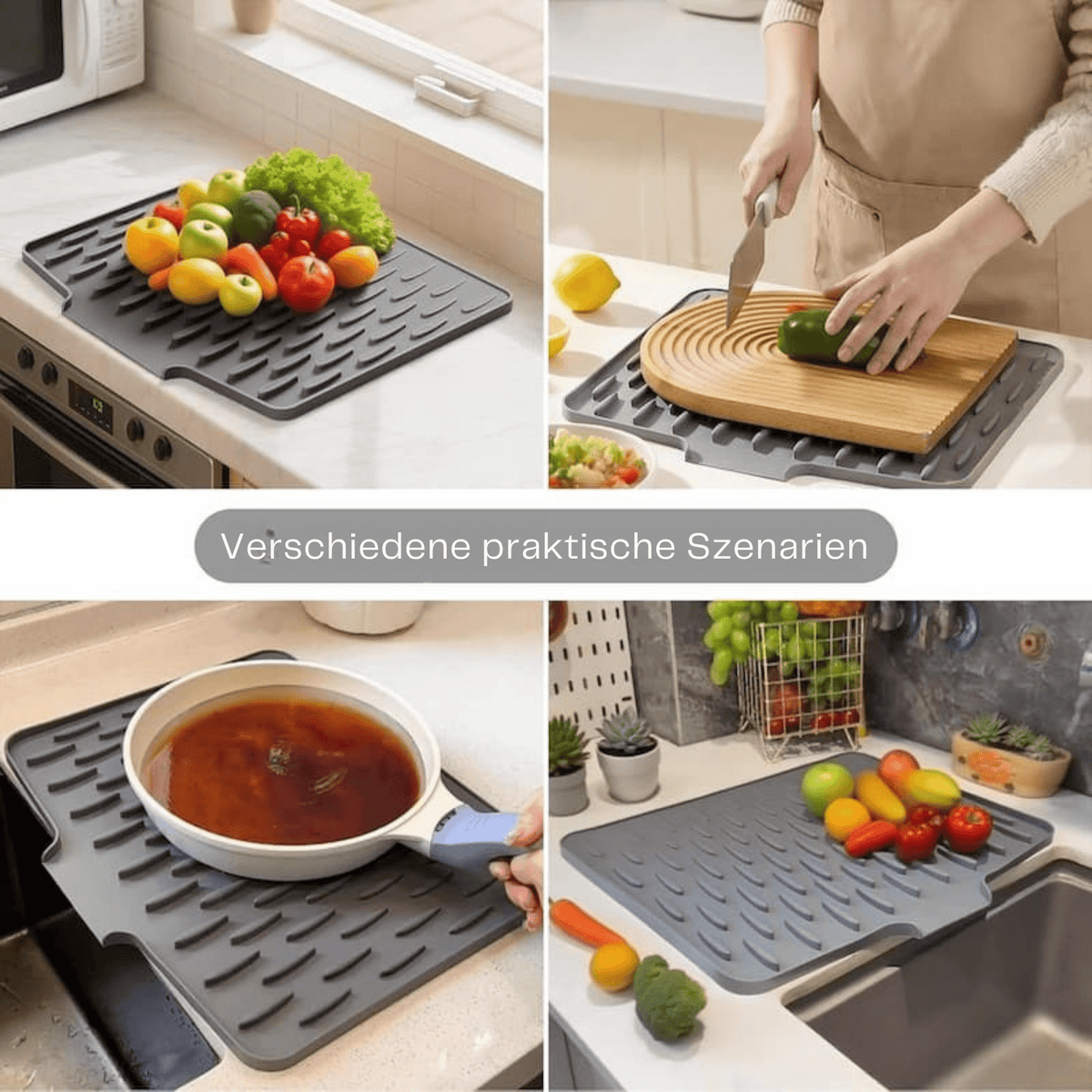 TrockenTakt™ / Silikon-Trocknungs- und Hitzeschutzmatte — Flexibel & BPA-frei - Sopheria