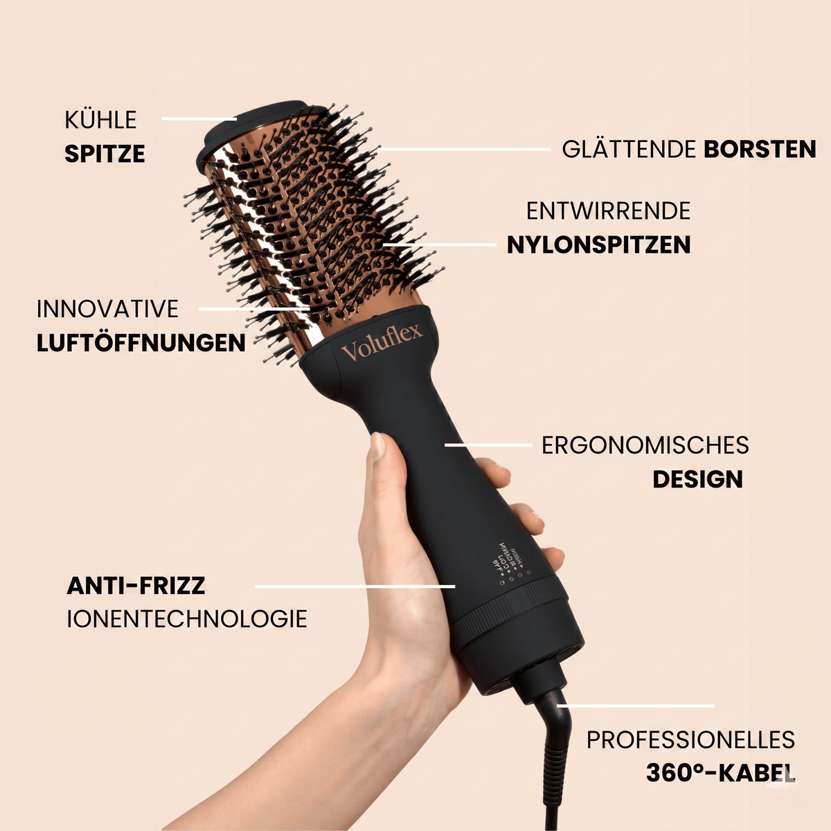 Voluflex – 3-in-1 Warmluftbürste zum Trocknen, Stylen & Volumengeben - Sopheria
