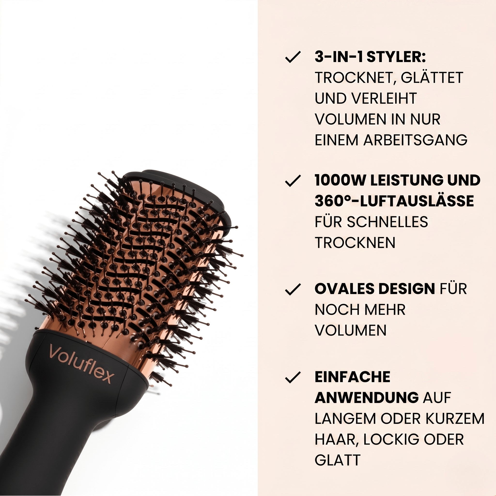 Voluflex – 3-in-1 Warmluftbürste zum Trocknen, Stylen & Volumengeben - Sopheria
