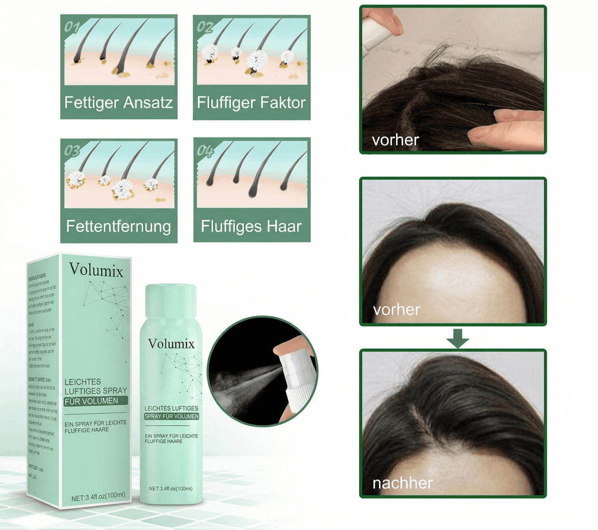 Volumix – Haar Volumen Spray mit Öl Kontrolle - Sopheria