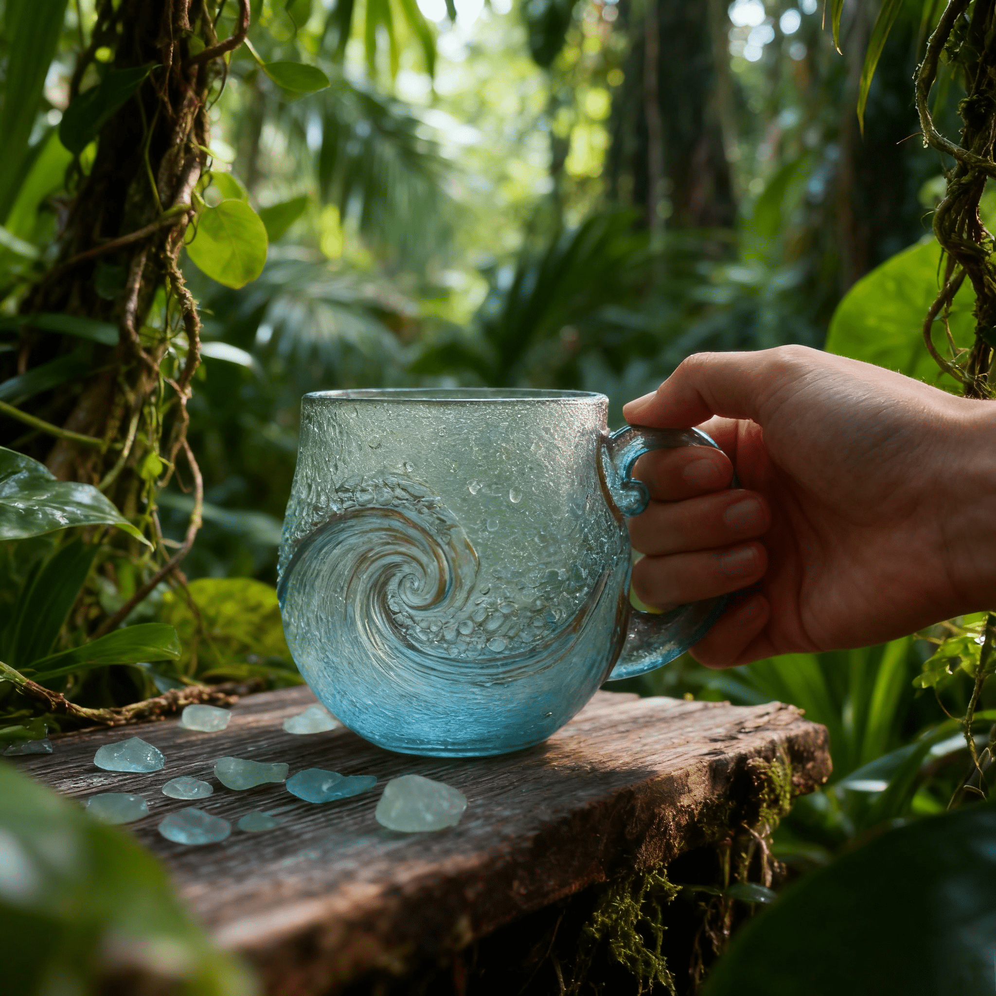 WellenGlas – Handgefertigte Glas Tasse - Sopheria