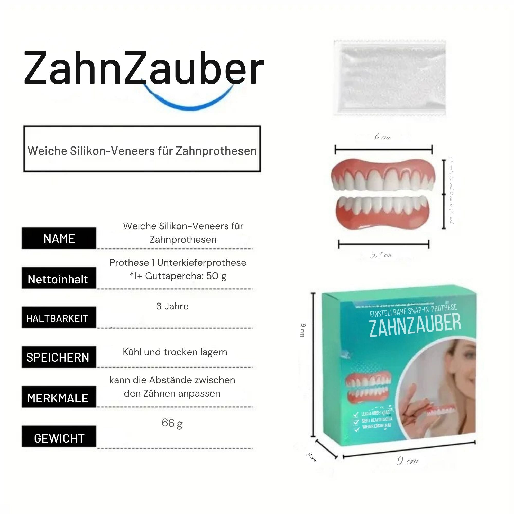 ZahnZauber™ / Silikon-Retention-Prothesenset - Sopheria